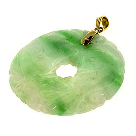 18K Yellow Gold Jadeite Jade Vintage Pendant