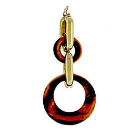 18K Yellow Gold Tiger Eye Round Link Oval Link Pendant