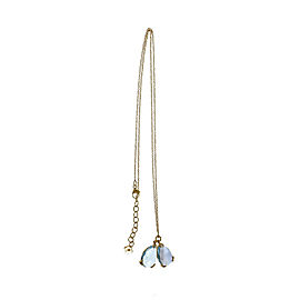 14K Pink Gold Blue Topaz Pear Shape Pendant Necklace