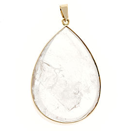 Vintage 14k Yellow Gold 90.00ct Clear Quartz Rainbow Manifestor Double Cabochon Crystal Pendant