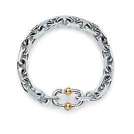 Makers Wide Chain Bracelet in Sterling Silver and 18k Gold