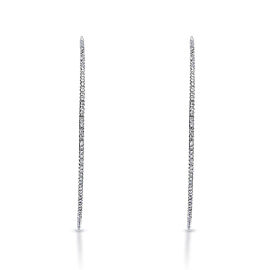 Karla 1 Carat Whisper Thin Diamond Hoop Round Brilliant Earrings in 14k White Gold