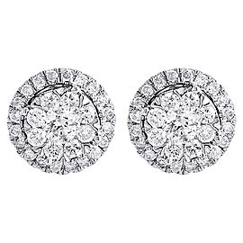 14K White Gold with 0.97ct Solitaire Diamond Circle Earrings