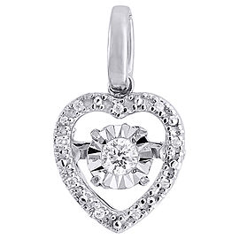 10K White Gold with 0.07ct Round Diamond Solitaire Heart Charm Pendant