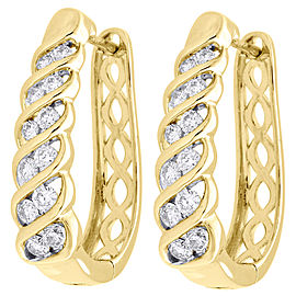 10K Yellow Gold with 1.50ct Diamond Twisted Hoops Oval Braided Earrings