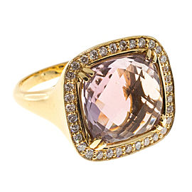 Vintage 7.00ct Cushion Smokey Quartz 14k Pink Gold Diamond Ring