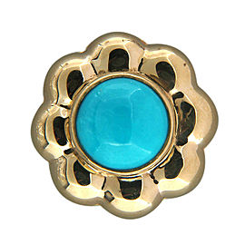 Vintage Estate Italian Flower 14k Ring 11.5mm Bright Blue Turquoise