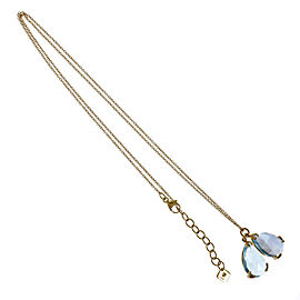 Bright Blue Topaz Pear Shape Pendant 14k Pink Gold