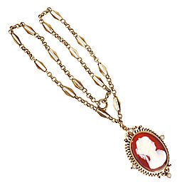 Victorian Carnelian Hardstone Pin Pendant Deep Pink Gold