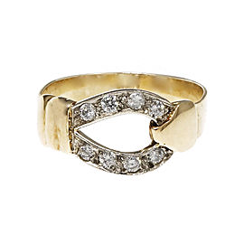 Horse Shoe Ring 18k Yellow & White Gold Diamond