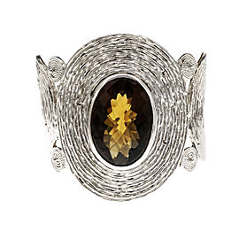 Designer Marya’s Large Silver Cuff Bracelet Smoky Quartz