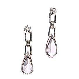 Antique Art Deco 1940 7.60ct Platinum Pear Morganite Diamond Dangle Earrings