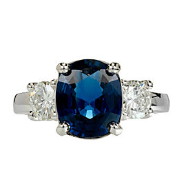 Peter Suchy 3.24ct Oval Blue Sapphire Engagement Ring Platinum Diamond