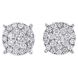 10K White Gold with 2.00ct Diamond Cluster Studs Earrings