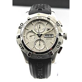 TAG HEUER AQUARACER CAF2011.FT8011 AUTO CHRONO DAY DATE RUBBER SILVER WATCH