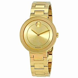 MOVADO BOLD 3600498 GOLD TONE LADIES GOLD DIAL SWISS QUARTZ 34MM WATCH