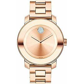 BRAND NEW MOVADO BOLD 3600086 ROSE GOLD SWISS QUARTZ LADIES STEEL 36MM WATCH