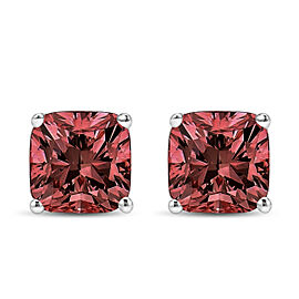 True 14K White Gold 1/2 Cttw Lab Grown Pink Cushion 4-Prong Set Classic Diamond Solitaire Stud Earrings (Pink Color, VS1-VS2 Clarity)