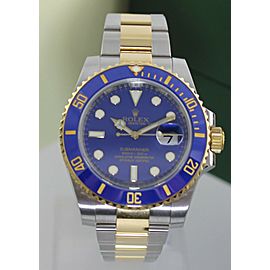 ROLEX SUBMARINER 116613 18K GOLD CERAMIC MENS 40MM AUTO BLUE WATCH BOX PAPERS