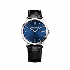 BRAND NEW BAUME ET MERCIER CLASSIMA MOA10324 MENS BLACK LEATHER QUARTZ WATCH