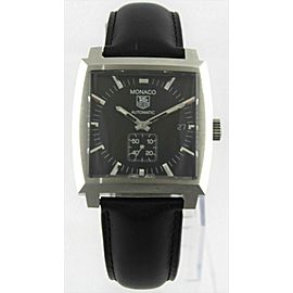 TAG HEUER MONACO WW2110.FC6171 AUTOMATIC BLACK LEATHER MENS LUXURY WATCH