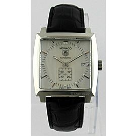 TAG HEUER MONACO WW2112.FC6177 AUTOMATIC CALIBRE 6 SILVER LEATHER MENS WATCH