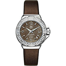 TAG HEUER LADIES FORMULA 1 WAC1217.FC6221 DIAMOND PEARL LADY BROWN SATIN WATCH