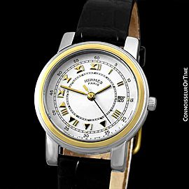 HERMES Carrick Ladies Stainless Steel & 18K Gold Watch