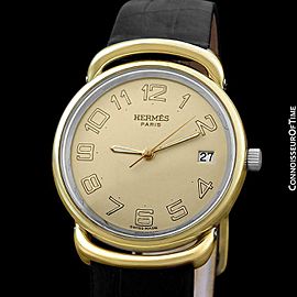 HERMES PULLMAN Midsize Unisex Luxury SS Steel & 18K Gold Plated