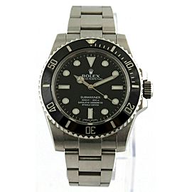 ROLEX SUBMARINER OYSTER BLACK CERAMIC MENS 40MM NO DATE WATCH