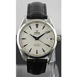 OMEGA SEAMASTER AQUA TERRA 2803.33 AUTOMATIC CO-AXIAL SILVER MENS LEATHER WATCH