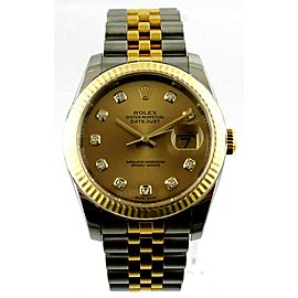 ROLEX DATEJUST 18k GOLD AND STEEL CHAMPAGNE FACTORY DIAMOND