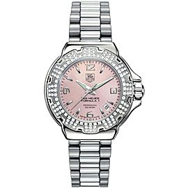 TAG HEUER LADIES FORMULA 1 DIAMOND PINK SATIN STEEL LUXURY WATCH