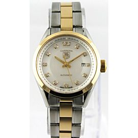 TAG HEUER LADIES CARRERA PEARL DIAMOND 18K GOLD SWISS QUARTZ WATCH