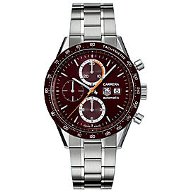 TAG HEUER CARRERA AUTOMATIC CHORNOGRAPH STEEL BROWN WATCH