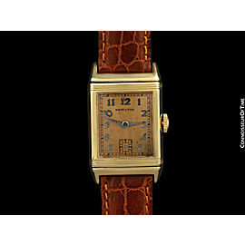 1939 HAMILTON OTIS Reverso Vintage Mens Watch "Studebaker" Cars- 14K Gold Filled