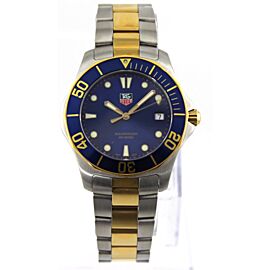 TAG HEUER AQUARACER SWISS QUARTZ GOLD TONE BLUE DIAL MENS WATCH