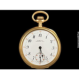 1890's PATEK PHILIPPE Antique Mens 14K Gold Pocket Watch