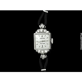 1950's ROLEX Ladies Vintage Cocktail Watch - 18K White Gold & Diamonds