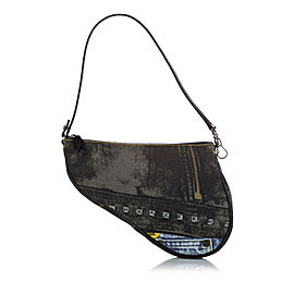 Dior Denim Print Canvas Mini Saddle