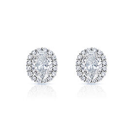 True Carat Oval Cut Lab Grown Diamond Stud Earrings in 18k White Gold