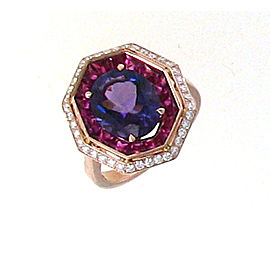 Roberto Coin Art Deco 18k Rose Gold Amethyst, ruby Ring