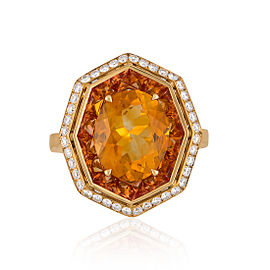 Roberto Coin Art Deco 18k Yellow Gold Citrine, orange sapphire Ring