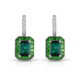 Roberto Coin Art Deco 18k White Gold Green tourmaline, green tsavorite garnet Earrings