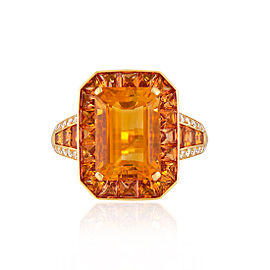 Roberto Coin Art Deco 18k Yellow Gold Citrine, orange sapphire Ring