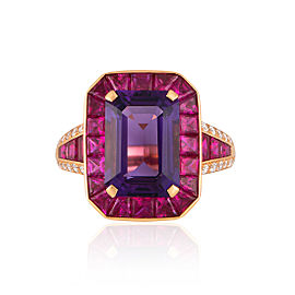 Roberto Coin Art Deco 18k Rose Gold Amethyst, pink sapphire Ring