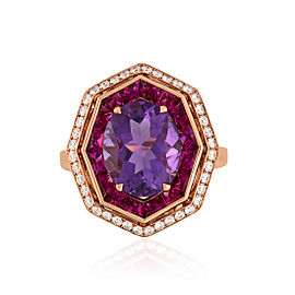 Roberto Coin Art Deco 18k Rose Gold Amethyst, pink sapphire Ring