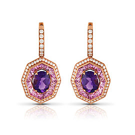 Roberto Coin Art Deco 18k Rose Gold Amethyst, pink sapphire Earrings