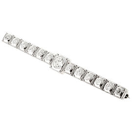 Platinum 14k White Gold Vintage 1930s Art Deco 1.20ct European Cut Diamond Bar Pin