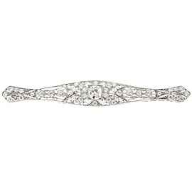 Platinum Art Deco Old European Diamond Filigree Vintage Bar Pin 1925